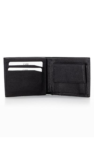 Niki Leather Черен кожен портфейл с джоб за монети Sosa