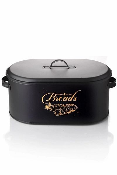 Orvila Luxury Bread Bowl with Metal Cover - Black