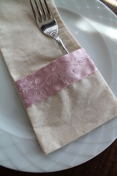 Emtory Home 6 Pieces Soft Pink Striped Linen Spoon Holder Serving Presentation