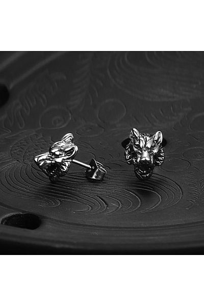 Viking Odin Fenrir Scandinavian Wolf Nordic Design Nail Model 316L Steel Men's Earring