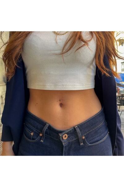 TakıConcept Cerrahi Çelik Küçük Toplu Göbek Piercingi Gümüş Renk