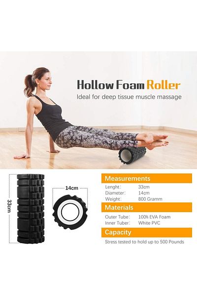 MultiFlexPro أسطوانة تدليك فوم فاخرة عالية الكثافة ومتوسطة الصلابة من الفوم بيلاتيس للتدليك