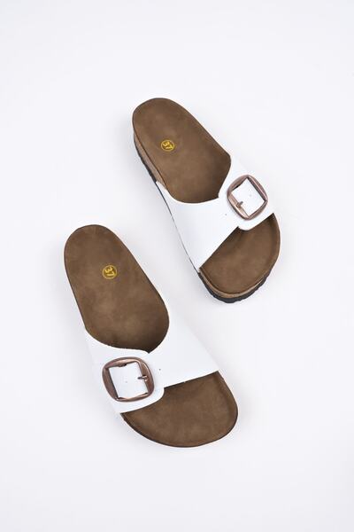 Freemax Γυναικείες καλοκαιρινές casual παντόφλες μονής πόρπης Λευκές