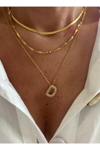 Rossetto Atelier Taşlı D Harfli Kolye