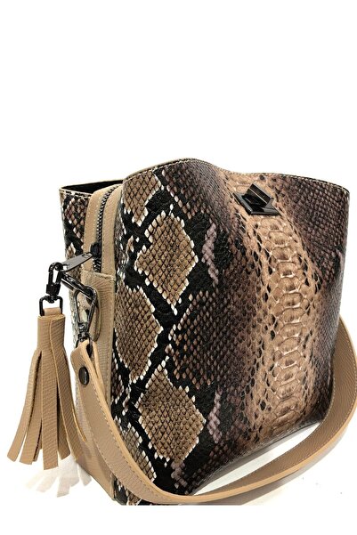 womenacs Mink Anaconda Pattern, Can Be Used in Hands and with Shoulder Strap, With Plenty of Eyes and Tassel Accessories