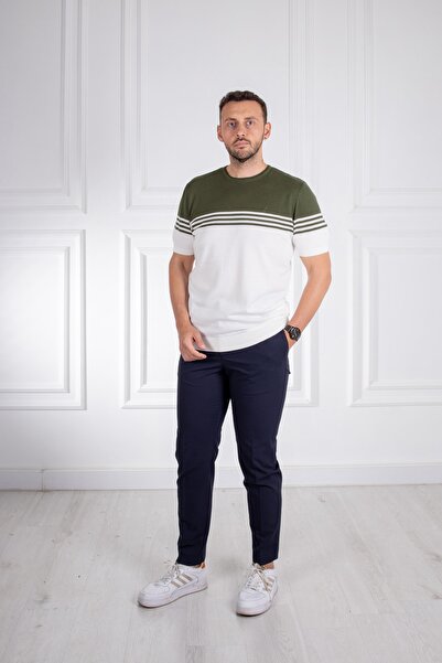 Sarar Επισκέψτε το μπλουζάκι με λαιμόκοψη 100% βαμβακερό πράσινο λεπτό πλεκτό