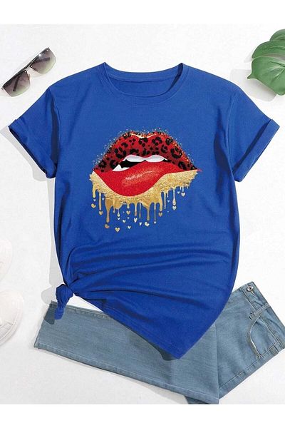 mercoledi Μπλουζάκι με στάμπα χειλιών Oversize Casual Boyfirend