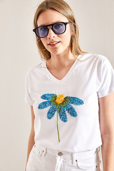 Bianco Lucci Dámské vyšívané tričko Daisy