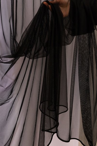 Ta-Ha Perde ve Halı New Model Patternless Black Color Wrinkle-Free Leaded Skirt Pleat-Free Latest Fashion Tulle Curtain