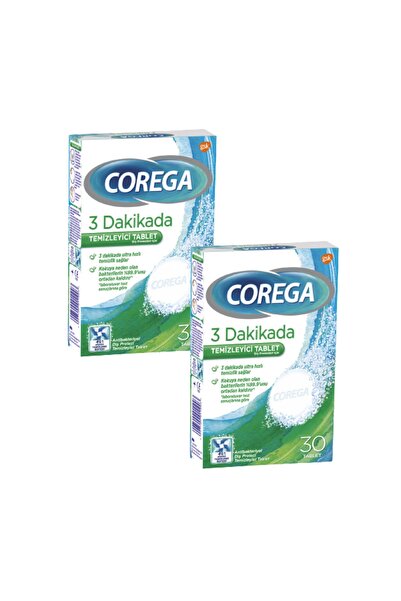 Corega 3 Dakikada Diş Protezi Temizleyici Tablet 30 Tablet (2 Adet)