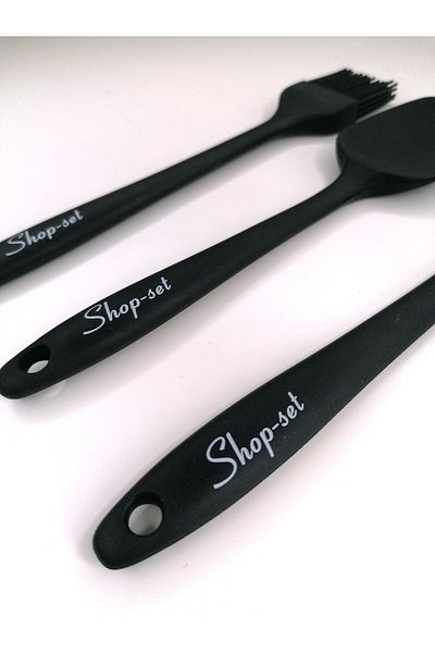 Shop-set Heat Resistant Fireproof Nonstick Silicone Spatula Set 3 Piece Spa-black-3 - 21