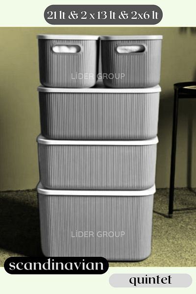 LİGROUND Scandinavian Quintet 5-Piece Organizer - Storage Box - Decorative Box - Toy Box Set