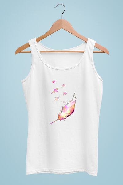 Raf Coll Tricou cu bretele pentru femei Birds imprimat digital 100% bumbac