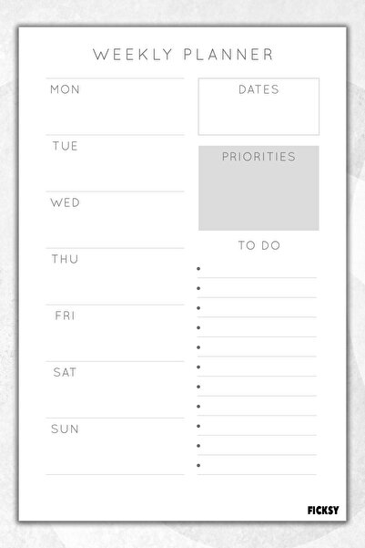 Ficksy مخطط أسبوعي - مقاس A4 - 30 ورقة - مخطط أسبوعي