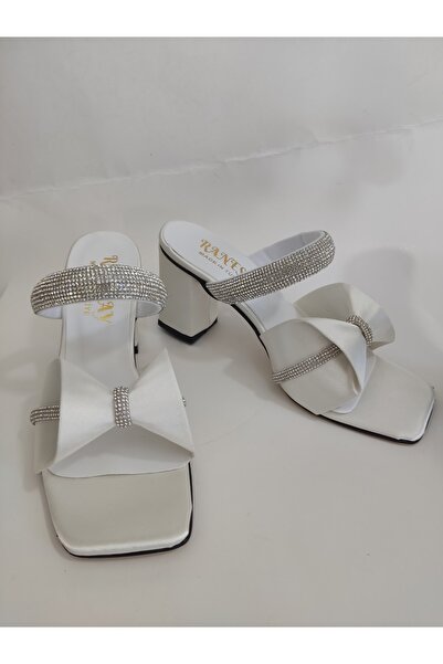 Renasay shose Women's White Satin Heeled Shoes