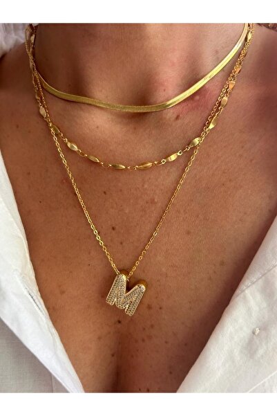 Rossetto Atelier Taşlı M Harfli Kolye