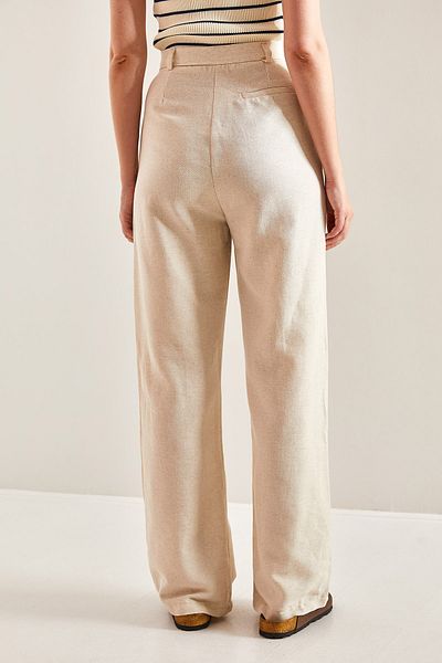 Bianco Lucci Palazzo-Hose aus Leinen für Damen mit hoher Taille -40881029