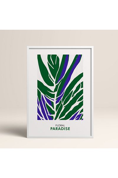 HOMEPACK Tablou cu rame din lemn alb Poster cu rame Decor artistic modern de perete (FLOWER231-WHITE-50X70)
