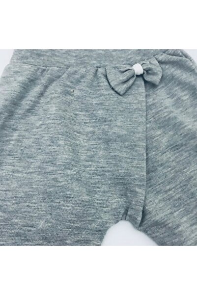 Kidaxi Lisa Belden Fiyonklu Patiksiz Tek Alt Pantolan Eşofman Gri