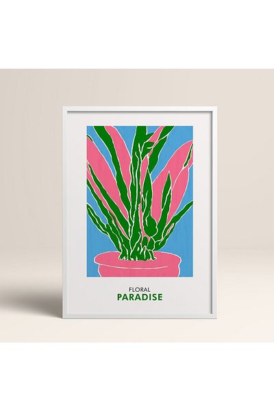 HOMEPACK Tablou cu rame din lemn alb Poster cu rame Decor artistic modern de perete (FLOWER234-WHITE-40X60)