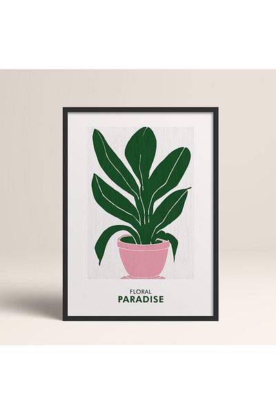 HOMEPACK Pictură cu rame din lemn negru Poster înrămat Decor de perete modern artistic (FLOWER236-BLACK-30X40)