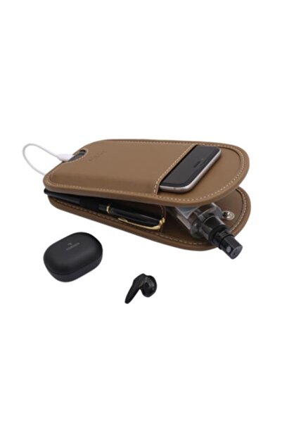 2K Unısex Suni Deri Çıtçıtlı Çok Amaçlı Mini Çanta Cüzdan Vizon