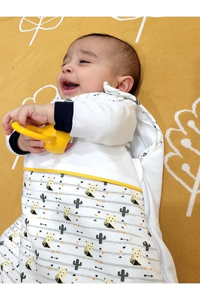 Alpar Tekstil Summer and Spring Non-Fiber, Double Layer Cotton Combed Children's Sleeping Bag 1.0 Tog Fox/ Yellow