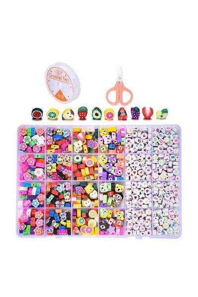 yiğit aksesuar Letter and Heart Beads (400 Pieces) Fimo Figure Beads (240 Pieces) Jewelry Making Set