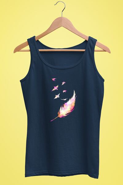 Raf Coll Tricou cu bretele pentru femei Birds imprimat digital 100% bumbac