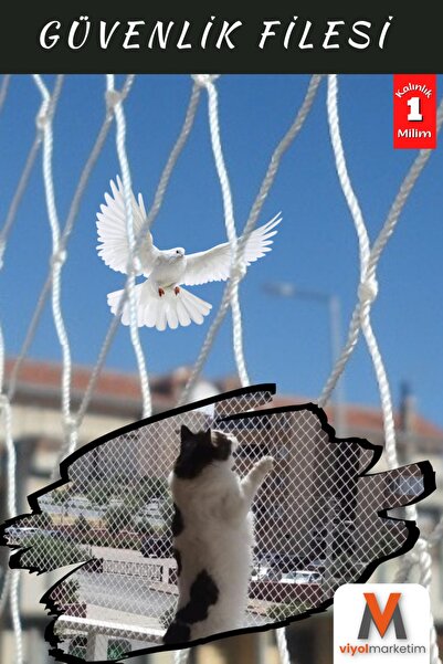 viyolmarketim Balkon Filesi 2,5x17 Metre Kuş Filesi Kedi Filesi Kuş Ağı Kuş Ö...