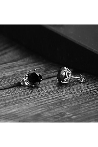 Viking Boutique Design Large Zircon Stone Stud Model King Size Vintage 316L Steel Men's Earrings