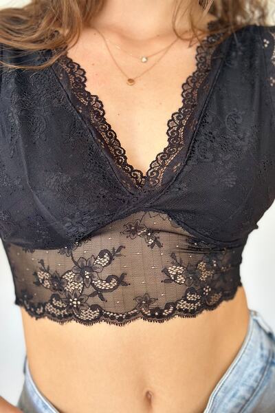 CİDDE Жіночий бралет з мереживною обробкою/чорний/s
