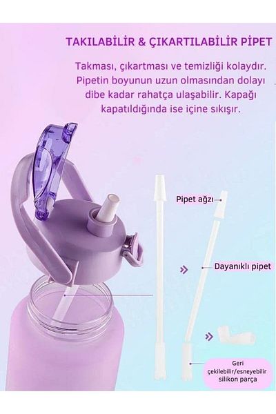 BEYZANA Motivational 2-Piece Water Bottle with Cub Water Bottle 2 l 900ml Tritan Sports Gym Water Bottle with Cub