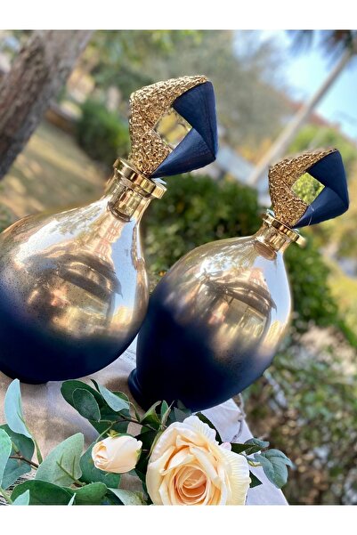 WANELLİ Golden Blue Dekoratif Şişe 45x20 Cm