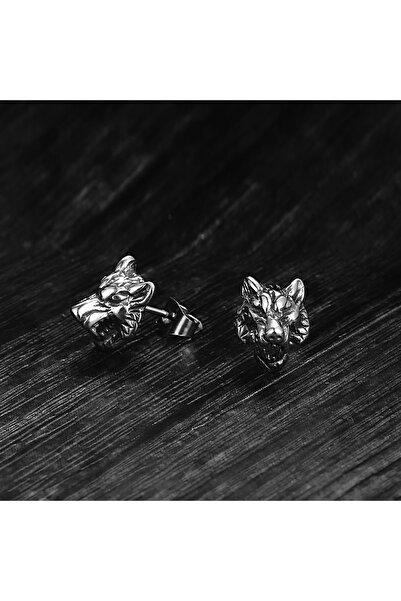 Viking Odin Fenrir İskandinav Kurt Nordik Tasarım Çivi Model 316L Çelik Erkek Küpe