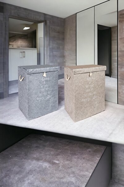 Milenay 2'li Set, Çok Amaçlı Mega Saklama Kutusu, Keçe Kapaklı Kirli Çamaşır ...