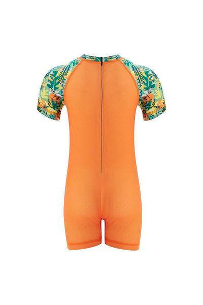 Adasea Children's Short Sleeve Melman Orange Swimsuit with Shorts 5c4t5n4