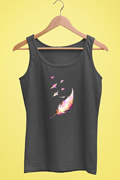 Raf Coll Tricou cu bretele pentru femei Birds imprimat digital 100% bumbac