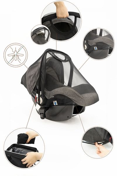 mordesign Baby Luxury Stroller/Auto Seat Fly Screen, Sahra Series, Black (COMPATIBLE WITH ALL BABY PUSET/OTO SEAT)