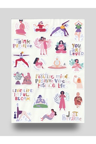 NUNUKİ Yoga Ve Meditasyon Sticker Seti 8 Mart Dünya Kadınlar Günü Sticker Poz...