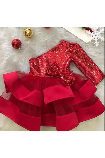 Mashotrend One Shoulder Strap Girls' Evening Dress - Evening Dress - Graduation Dress - New Year's Red Evening Dress