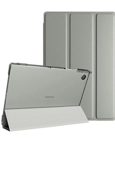TEKNETSTORE Samsung Galaxy Tab A8 Sm-x200 10.5 Inç Tablet Uyumlu Standlı Akıllı Kılıf Smart Cover Gri