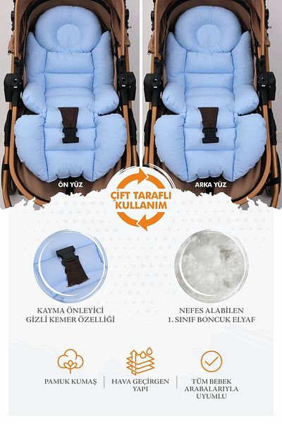 Umaybebek Orthopedic Baby Stroller Cushion with Waist Support, Cotton Fabric - Original Product