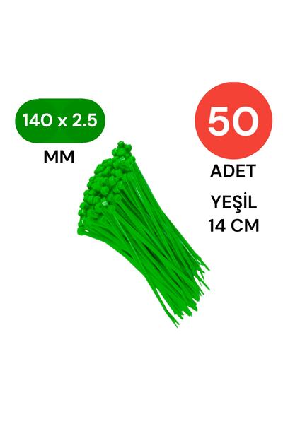Tek-İş Plastik Kablo Bağı Klipsi Cırt Kelepçe 140 Mm X 2.5 Mm Yeşil 50 Adet
