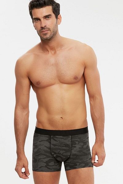 Kom Ανδρικό γκρι χτενισμένο βαμβακερό Modal Boxer 4 τεμαχίων