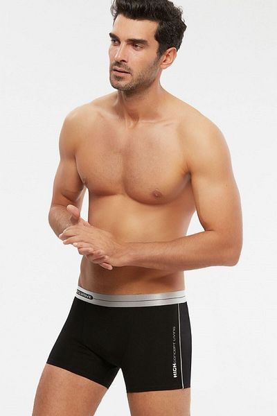 Kom Ανδρικό μαύρο βαμβακερό μπόξερ Lycra Modal