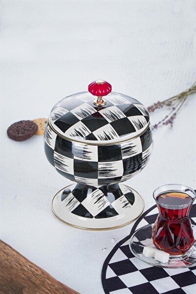 ACAR Acar Qualita King Dama Dekor Ayaklı Tombik Emaye Şekerlik