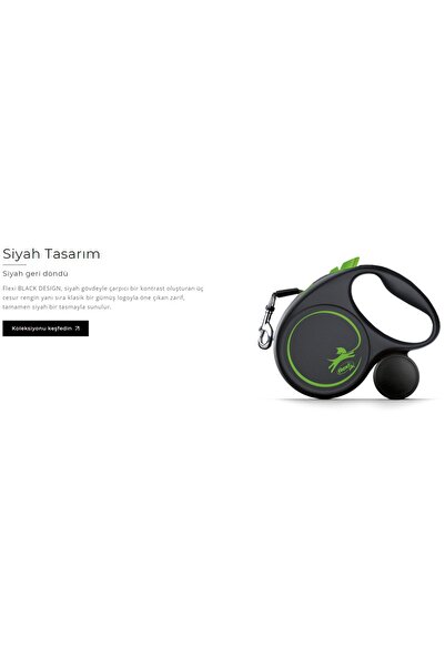Flexi Black Design Şerit Uzayan Tasma