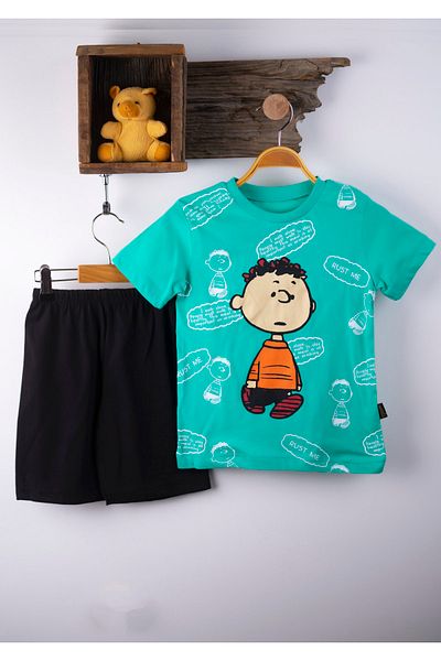 BAYAS Toddler Printed Boy Double Summer Boy Baby Suit Summer T-shirt Short 100% cotton