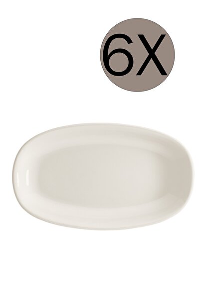Bonna Porselen Beyaz Gourmet Oval Kayık Tabak 19x11 Cm 6'lı Takım Grm19oky